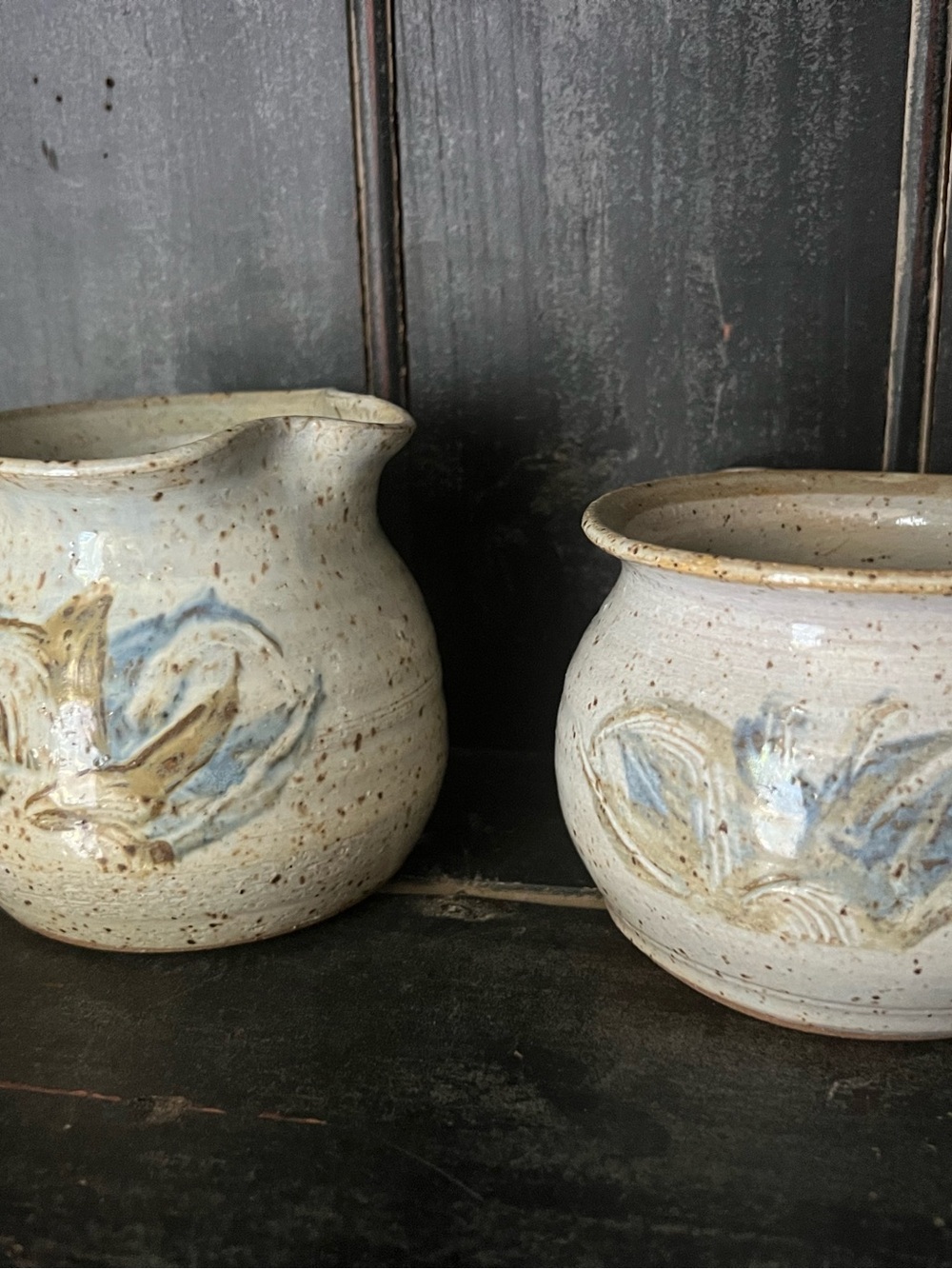 Jean Bolt Pottery cream n sugar Jean blues pottery (2) pieces